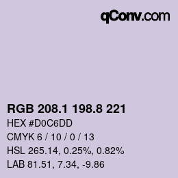 Color code: RGB 208.1 198.8 221 | qconv.com