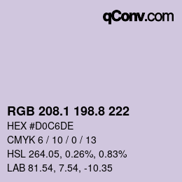 Color code: RGB 208.1 198.8 222 | qconv.com