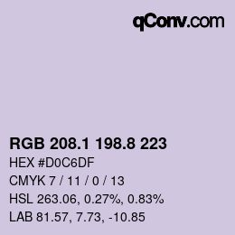 カラーコード: RGB 208.1 198.8 223 | qconv.com