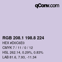 Color code: RGB 208.1 198.8 224 | qconv.com