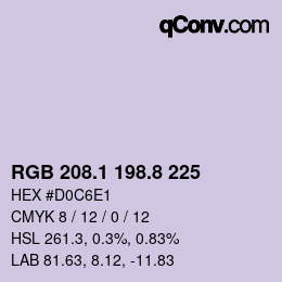 カラーコード: RGB 208.1 198.8 225 | qconv.com