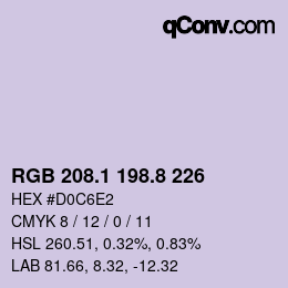 Color code: RGB 208.1 198.8 226 | qconv.com