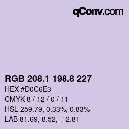 カラーコード: RGB 208.1 198.8 227 | qconv.com