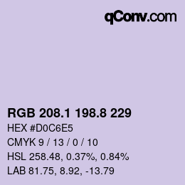 Color code: RGB 208.1 198.8 229 | qconv.com