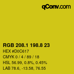 カラーコード: RGB 208.1 198.8 23 | qconv.com