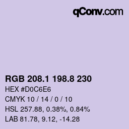 カラーコード: RGB 208.1 198.8 230 | qconv.com