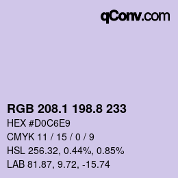カラーコード: RGB 208.1 198.8 233 | qconv.com