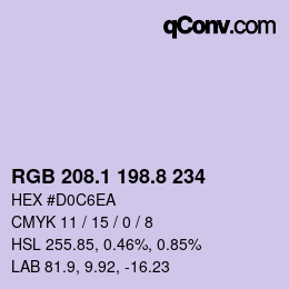 Color code: RGB 208.1 198.8 234 | qconv.com