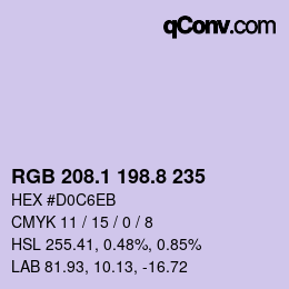 Color code: RGB 208.1 198.8 235 | qconv.com