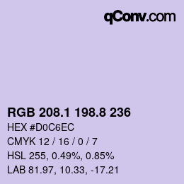 Color code: RGB 208.1 198.8 236 | qconv.com