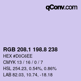 Color code: RGB 208.1 198.8 238 | qconv.com