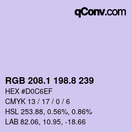 Color code: RGB 208.1 198.8 239 | qconv.com