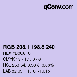 Color code: RGB 208.1 198.8 240 | qconv.com