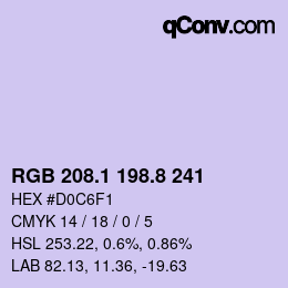 Color code: RGB 208.1 198.8 241 | qconv.com