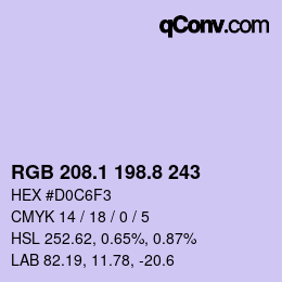 Color code: RGB 208.1 198.8 243 | qconv.com