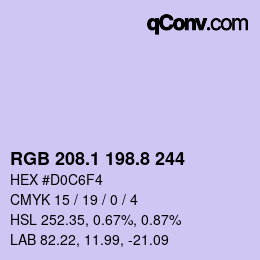 カラーコード: RGB 208.1 198.8 244 | qconv.com