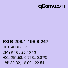 カラーコード: RGB 208.1 198.8 247 | qconv.com