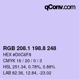 Farbcode: RGB 208.1 198.8 248 | qconv.com