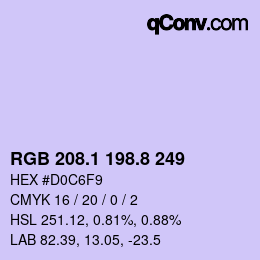 Farbcode: RGB 208.1 198.8 249 | qconv.com