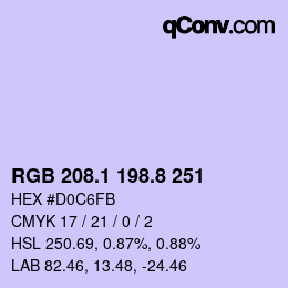 Color code: RGB 208.1 198.8 251 | qconv.com