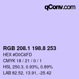 Color code: RGB 208.1 198.8 253 | qconv.com
