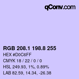 Color code: RGB 208.1 198.8 255 | qconv.com