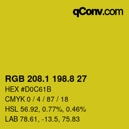 カラーコード: RGB 208.1 198.8 27 | qconv.com