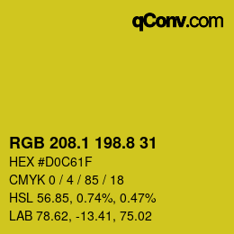 カラーコード: RGB 208.1 198.8 31 | qconv.com