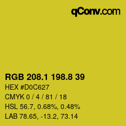 カラーコード: RGB 208.1 198.8 39 | qconv.com