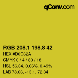 カラーコード: RGB 208.1 198.8 42 | qconv.com