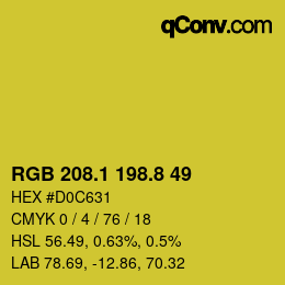 カラーコード: RGB 208.1 198.8 49 | qconv.com