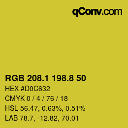 カラーコード: RGB 208.1 198.8 50 | qconv.com