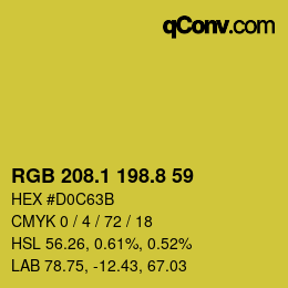 カラーコード: RGB 208.1 198.8 59 | qconv.com