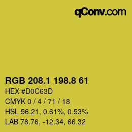 カラーコード: RGB 208.1 198.8 61 | qconv.com