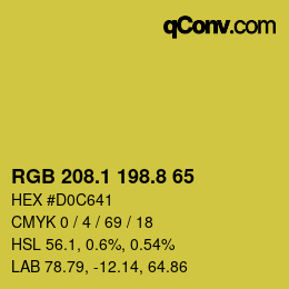 カラーコード: RGB 208.1 198.8 65 | qconv.com
