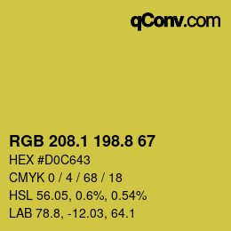 カラーコード: RGB 208.1 198.8 67 | qconv.com