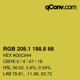 カラーコード: RGB 208.1 198.8 68 | qconv.com