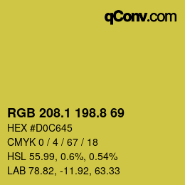 カラーコード: RGB 208.1 198.8 69 | qconv.com