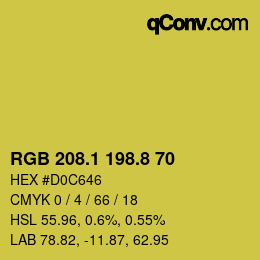 カラーコード: RGB 208.1 198.8 70 | qconv.com