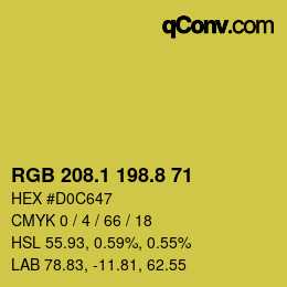 カラーコード: RGB 208.1 198.8 71 | qconv.com