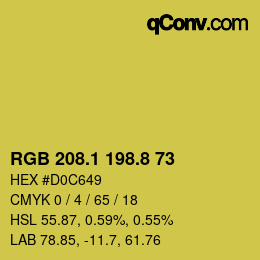 カラーコード: RGB 208.1 198.8 73 | qconv.com