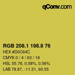 カラーコード: RGB 208.1 198.8 76 | qconv.com