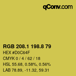 カラーコード: RGB 208.1 198.8 79 | qconv.com