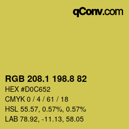 カラーコード: RGB 208.1 198.8 82 | qconv.com