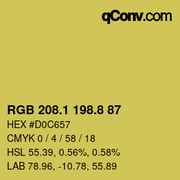 カラーコード: RGB 208.1 198.8 87 | qconv.com