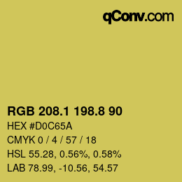 カラーコード: RGB 208.1 198.8 90 | qconv.com