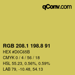 カラーコード: RGB 208.1 198.8 91 | qconv.com