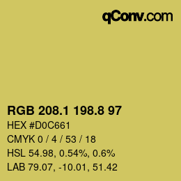 カラーコード: RGB 208.1 198.8 97 | qconv.com