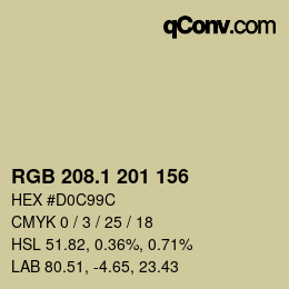 カラーコード: RGB 208.1 201 156 | qconv.com