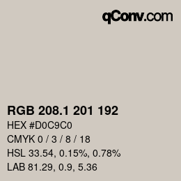 Color code: RGB 208.1 201 192 | qconv.com